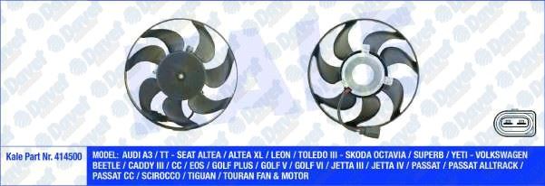 KALE 414500 Fan Motoru Vw A3 / Tt - Altea / Altea Xl / Leon / Toledo Iii - Octavia / Superb / Yeti - Beetle / Caddy Iii / Cc / Eos / Golf Plus / Golf V / Golf Vi / Jetta Iii / Jetta Iv / Passat / Passat Alltrack / Passat Cc / Scirocco / Tiguan / Touran Montaj Yeri: